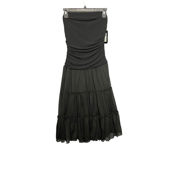 NWT I.N. Studio Y2K Vintage Black Sleeveless Tiered Midi Dress Women’s Size 6 - Picture 1 of 6